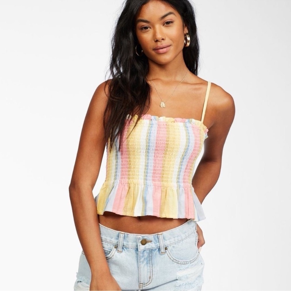 Billabong Keep Your Cool Smocked Crop Top Large